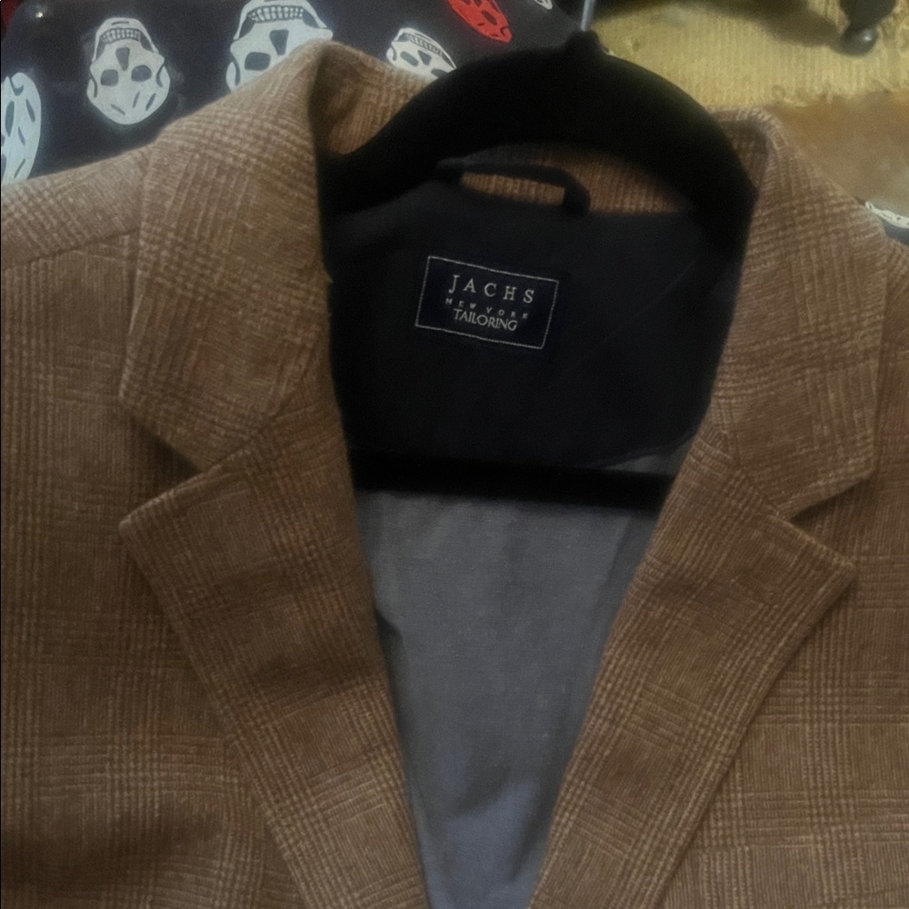Jachs Men's Tan Plaid Tweed Blazer
